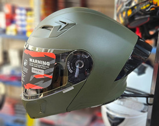 کلاه کاسکت فک متحرک SBA-20 برند steelbird-استیل برد رنگ سبز مات